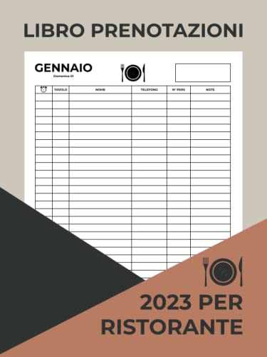 Libro Prenotazioni 2023 Per Ristorante Agenda Ristorante 2023 Per 