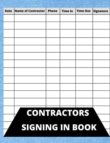 Contractors Signing In Book: Log Book for Visitors and Contractors 8.5 ...