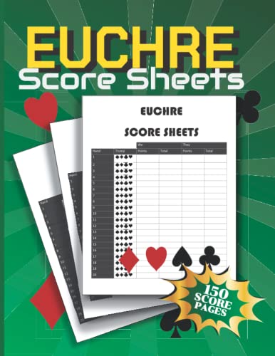 Euchre Score Sheets: 150 Large Score Cards Game Pads for Scorekeeping ...