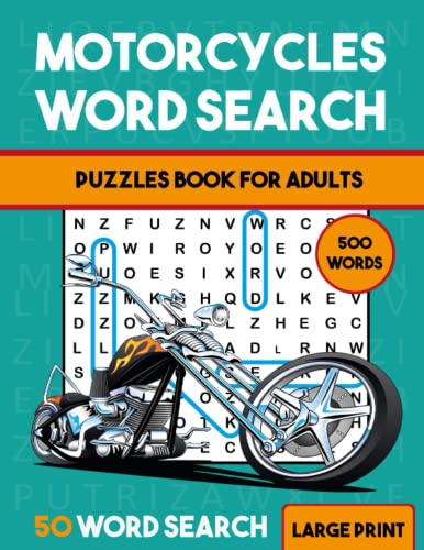 Motorcycles Word Search Puzzles Book For Adults: Motorcycle Word ...