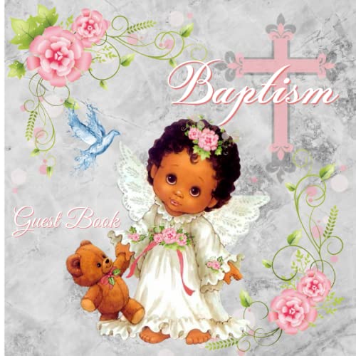Baptism Guest Book Beautiful Grey pink white Christening Guestbook