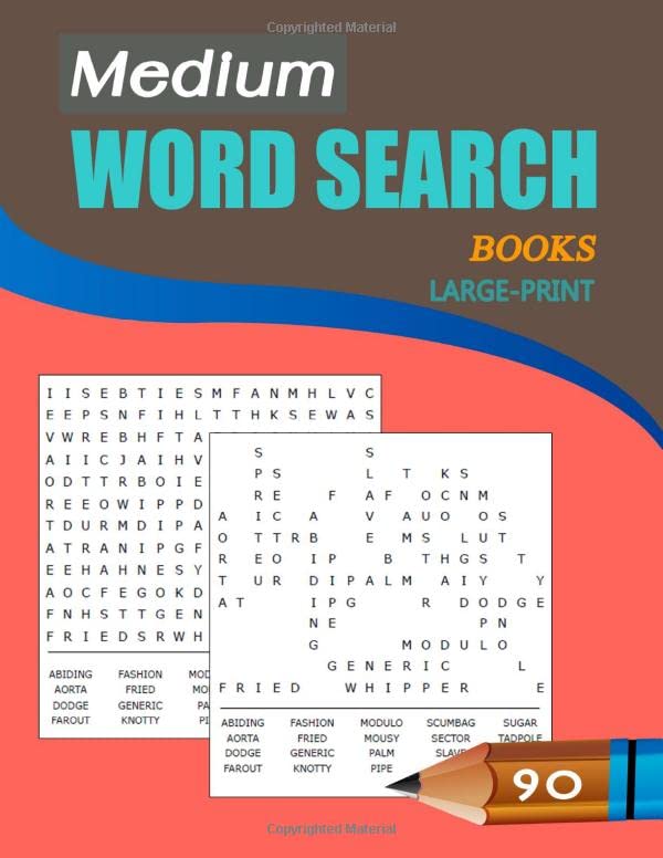 Medium Word Search Books: Large Print 90 Extra Edition Book for Adults ...