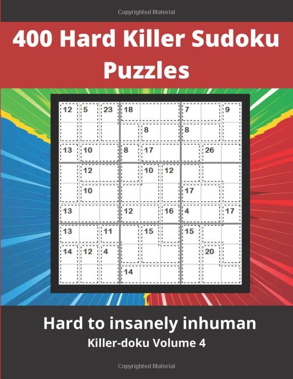 400 Hard Killer Sudoku Puzzles Challenging Sum Sudoku puzzles for