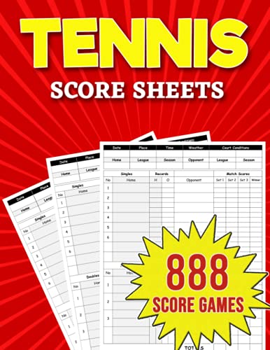 Tennis Score Sheets: 888 Large Score Pads for Scorekeeping – Tennis