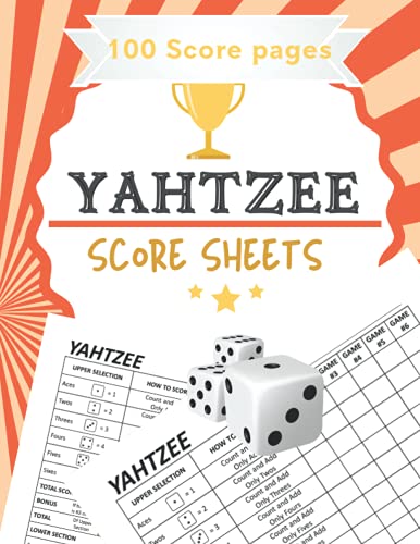 yahtzee score sheets: yahtzee score sheets large print 8.5"x11" games ...