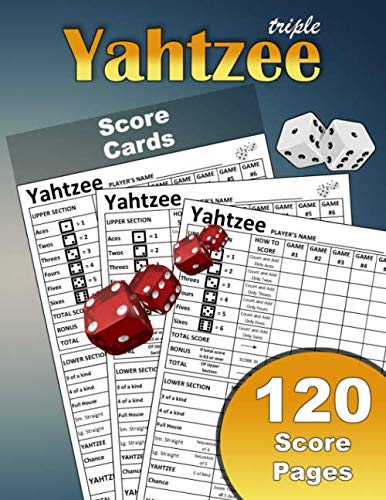 Triple Yahtzee Score Cards: Large Print Size 8.5X11" 120 Yahtzee Score ...