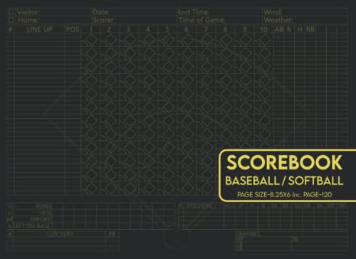 Baseball Scorebook: Black style paper cover design scorekeeper book ...