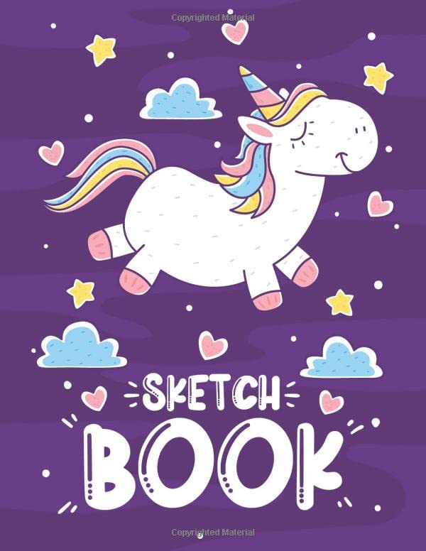 Sketchbook Cute Unicorn Kawaii Sketchbook for Girls with Violet Cover