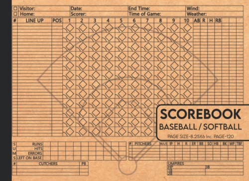 Baseball Scorebook: Brown style paper cover design scorekeeper book ...