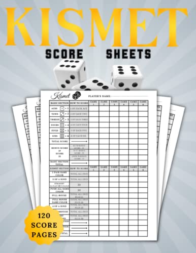 Kismet score sheets: 120 Kismet Dice Game Score Cards, Kismet score ...