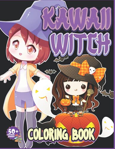 Kawaii Witch Coloring Book: 50 Cute & Adorable Coloring Pages Wicca ...
