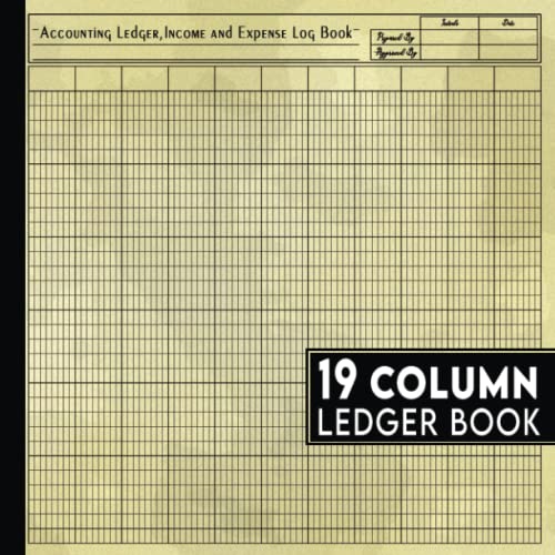 Accounting Ledger 19 Column Log Book Texture brown vintage old style paper cover design ledger
