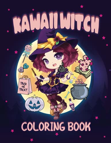 Kawaii Witch Coloring Book: a Cute Magical Coloring Pages for Adults ...