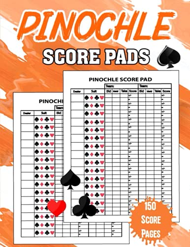 Pinochle Score Pads: 150 Large Pinochle Game Score sheets, Pinochle ...