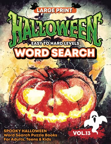 Halloween Word Search Puzzle Books For Adults Teens & Kids: Large Print ...