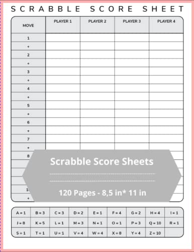 Scrabble ScoreGame Sheets For Board game words building: Scrabble Score ...