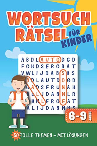Wortsuchrätsel für Kinder: Wortgitter Rätselheft mit 50