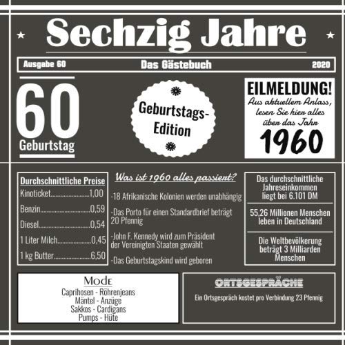 Sechzig Jahre Das Gästebuch Zum 60 Geburtstag / Geburtsjahr 1960