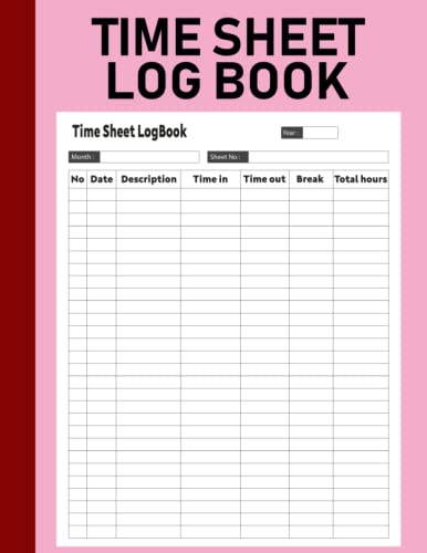 Time Sheet log book Pink color cover: Timesheet Log Book To Record Time ...