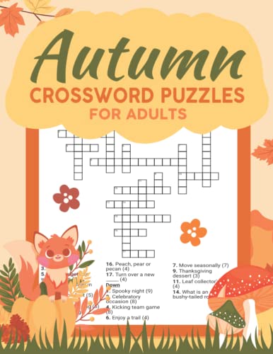 Autumn Crossword Puzzle for Adults: Crossword Puzzle Book for Fall ...