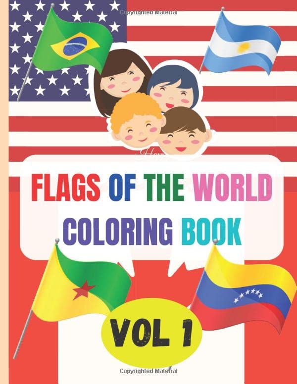 Flags of the world coloring book (vol 1): color flags and learn about