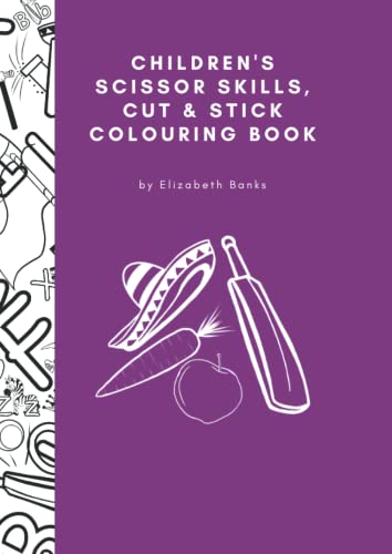 A4 Scissor skills cut & stick colouring book 106 pages in Purple ...