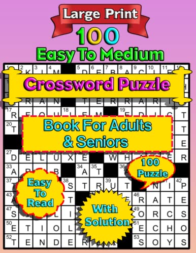 Large Print Easy To Medium crossword Puzzle With Solution: Crossword ...
