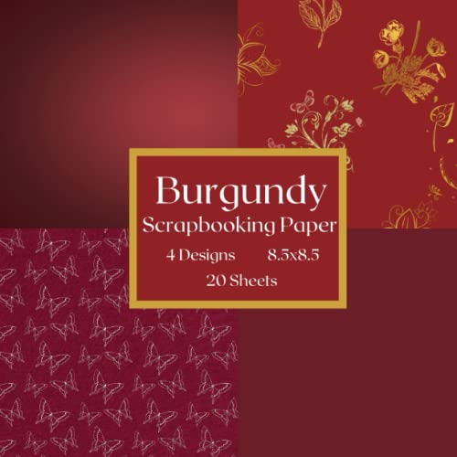 Burgundy Scrapbooking Paper Burgundy Themed Craft Paper Pad, Aesthetic