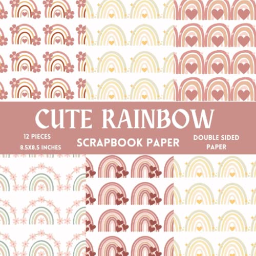 Cute Rainbow Scrapbook Paper 12 Pieces Double Sided Scrapbook Paper