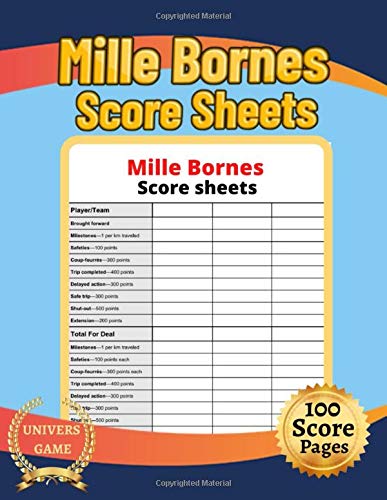 Mille bornes score sheets: Large print 8.5" x 11" inches 100 score ...