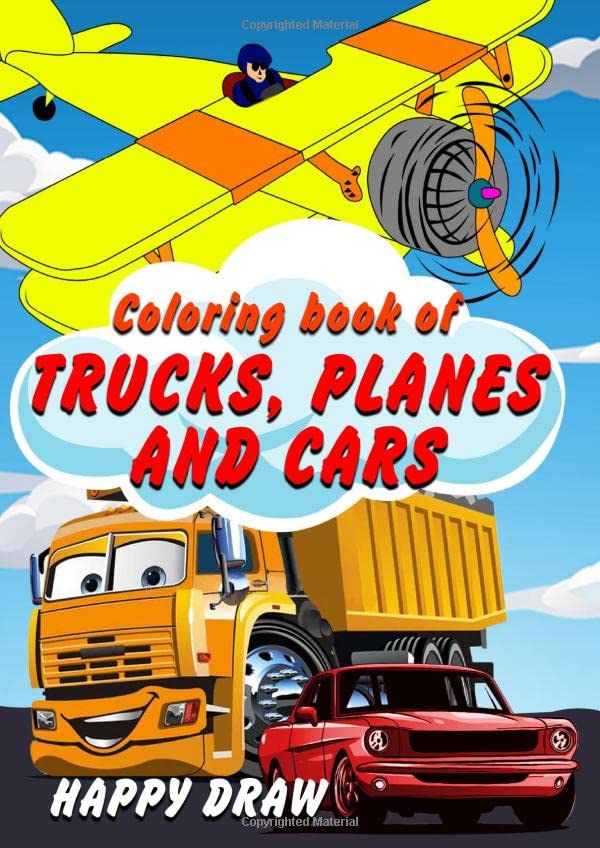 Trucks, Planes and Cars Coloring Book: 80 80 images. Book and Activity
