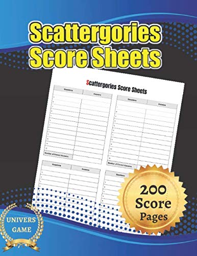 Scattergories score sheets: Large print 8.5" x 11" inches 200 score ...