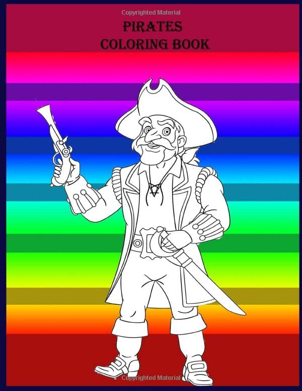 Pirates coloring book Pirates Ship, Gold Chests. for kids, boys or
