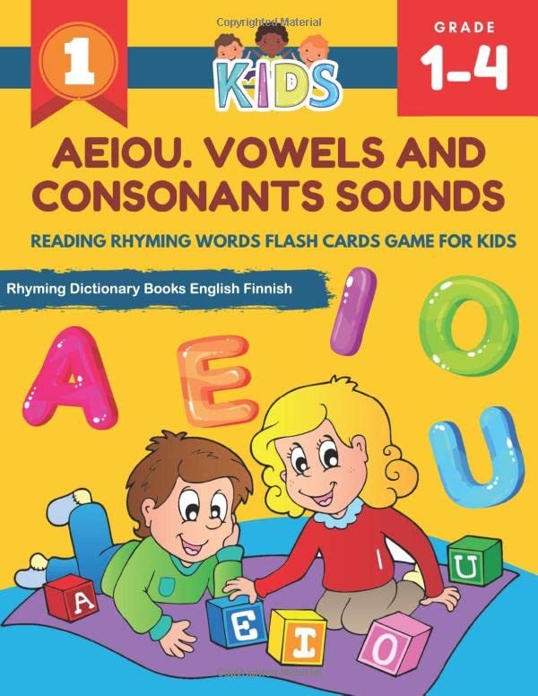 AEIOU. Vowels and Consonants Sounds Reading Rhyming Words Flash Cards Game for Kids Rhyming