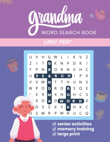 Grandma word search book, large print.: Easy and relaxing memory ...