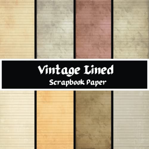 Vintage Lined Scrapbook Paper 12 Double Sided Craft Paper For Card Making, Origami & DIY