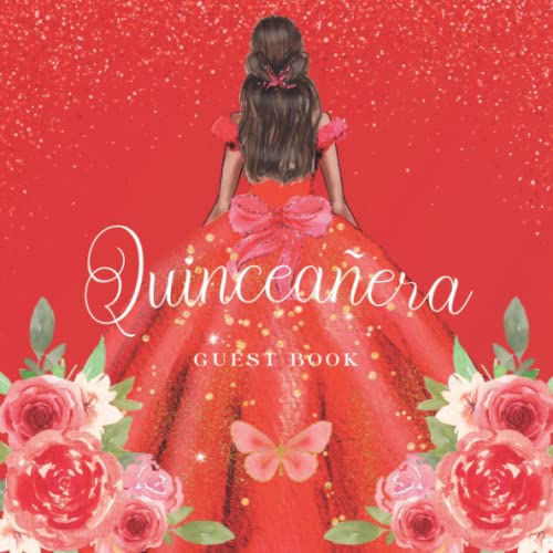 Quinceañera Guest Book Beautiful Red 15th Birthday Signin Guest Book