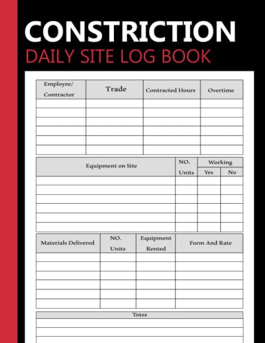Construction Superintendent Daily Log Book: Construction Daily Site Log