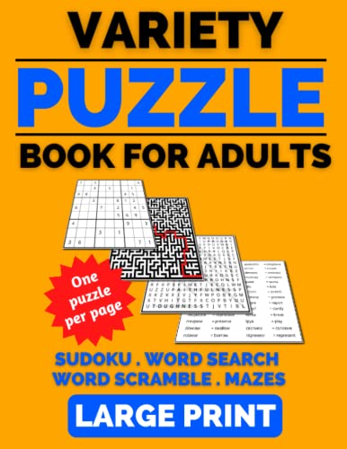 Variety Puzzle Book For Adults: Mixed Puzzles And Brain Boosters For ...