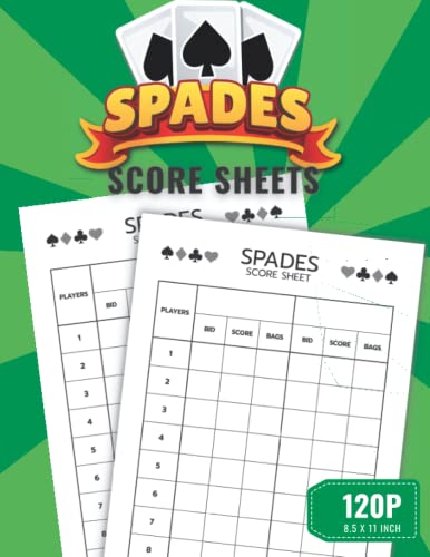 Spades Score Sheets: Spades Score Pads for Scorekeeping , Spades Card ...