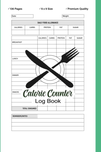 Calorie Counter Log Book: Daily Calorie Counting Food Diary Journal. A ...