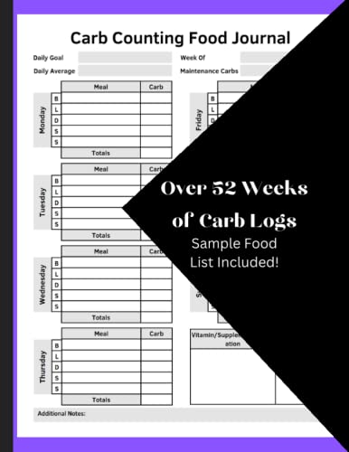 Carb Counting Journal: Simple to Use Log Book for Tracking Your Carb ...