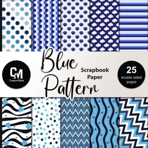 Blue Pattern Scrapbook Paper 25 Double Sided Navy Blue And White