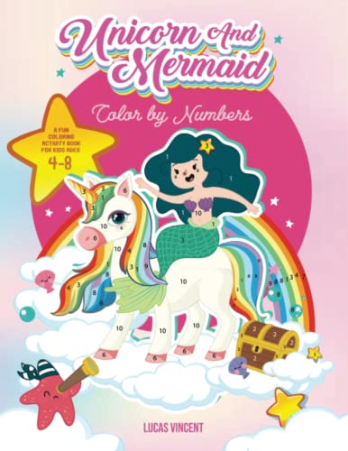Unicorn And Mermaid Color by Numbers: A Fun Coloring Activity Book for ...