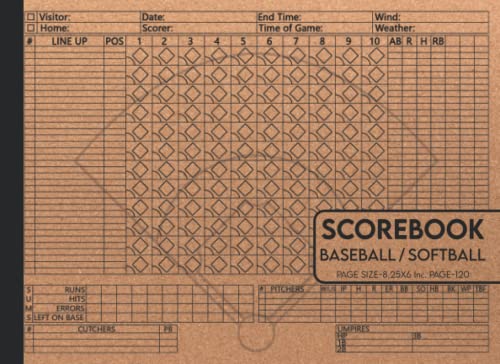 Baseball Scorebook: Brown style paper cover design scorekeeper book ...