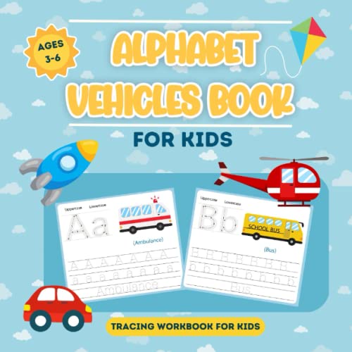 Alphabet Vehicles Book ABC Tracing Workbook for Kids Learn Alphabet