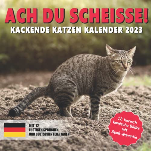 ACH DU SCHEISSE! Kackende Katzen Kalender 2023: Der lustige Katzen