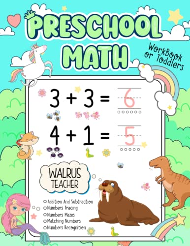 Preschool Math Workbook for Toddlers Ages 2-4 With Walrus Teacher