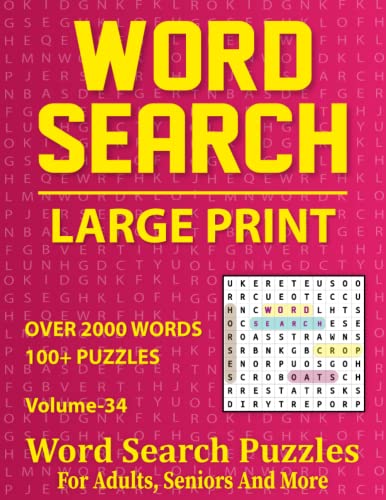 Word Search Large Print: Word Search Puzzle Book For Adults Seniors And ...