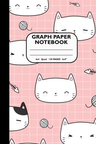 Cute Kawaii Cat Graph Paper Notebook: Grid Composition Notebook with ...
